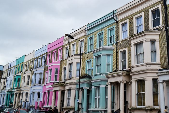 Colourful houses in Notting Hill, London
