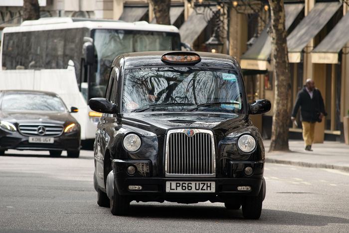 A classic black cab in London