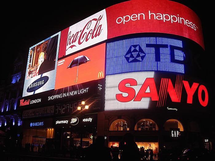 Piccadilly Circus at night, London