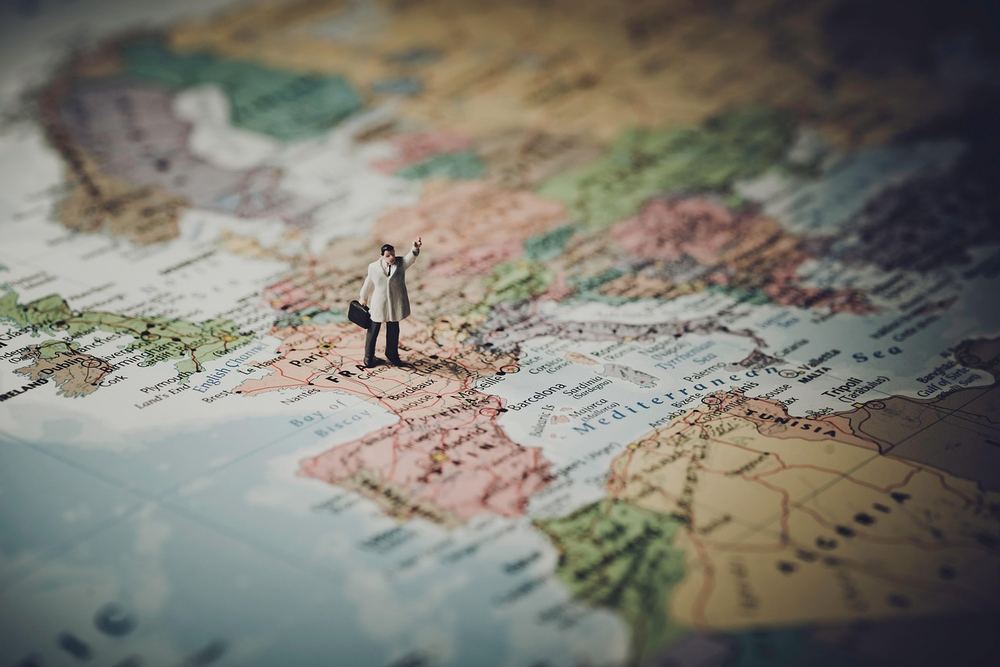 A map and travel planning items for a United Kingdom journey